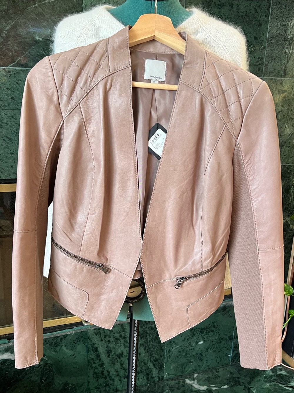 Halogen/Leather Jackets & Coats/ Nordstrom/Open Front Jacket Taupe Size XS - NWT